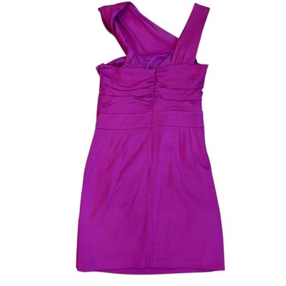 REISS Magenta Pink Ruched One-Shoulder Cocktail Dress Size 6 - Picture 3 of 7